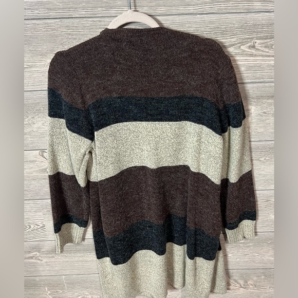 Baciano Brown Multicolor Long-Line Open Cardigan Size Small - Picture 4 of 7
